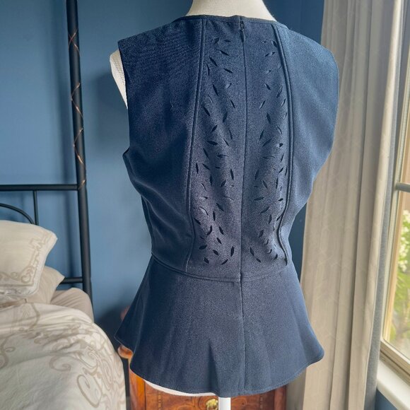 Navy Blue Peplum Sleeveless Banana Republic Top - Picture 5 of 8